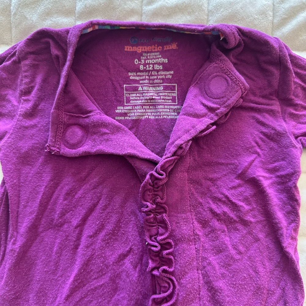 Magnetic Me Purple Baby Onesie with Ruffle Detail